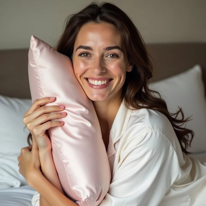 Funda de satín sobre almohada